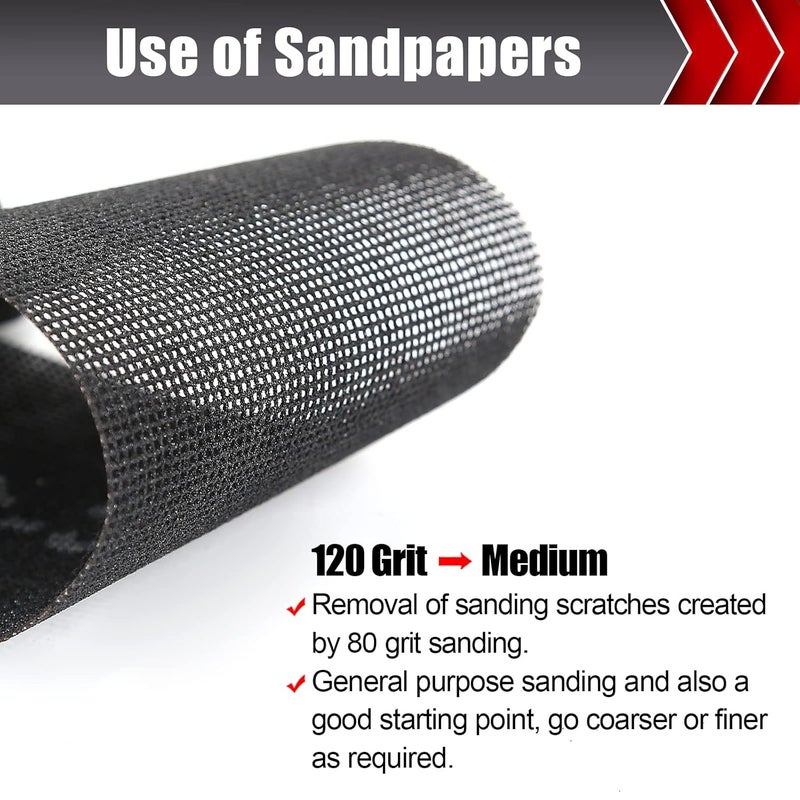 BOSHCRAFT 120 Grit Sanding Screen Mesh Sheet, 10 Pcs Drywall Sandpaper Assortment Wet or Dry Sandpaper for Wood Metal Automative Hand Sander Pole Sander 4-3/16" x 11" - Image 2